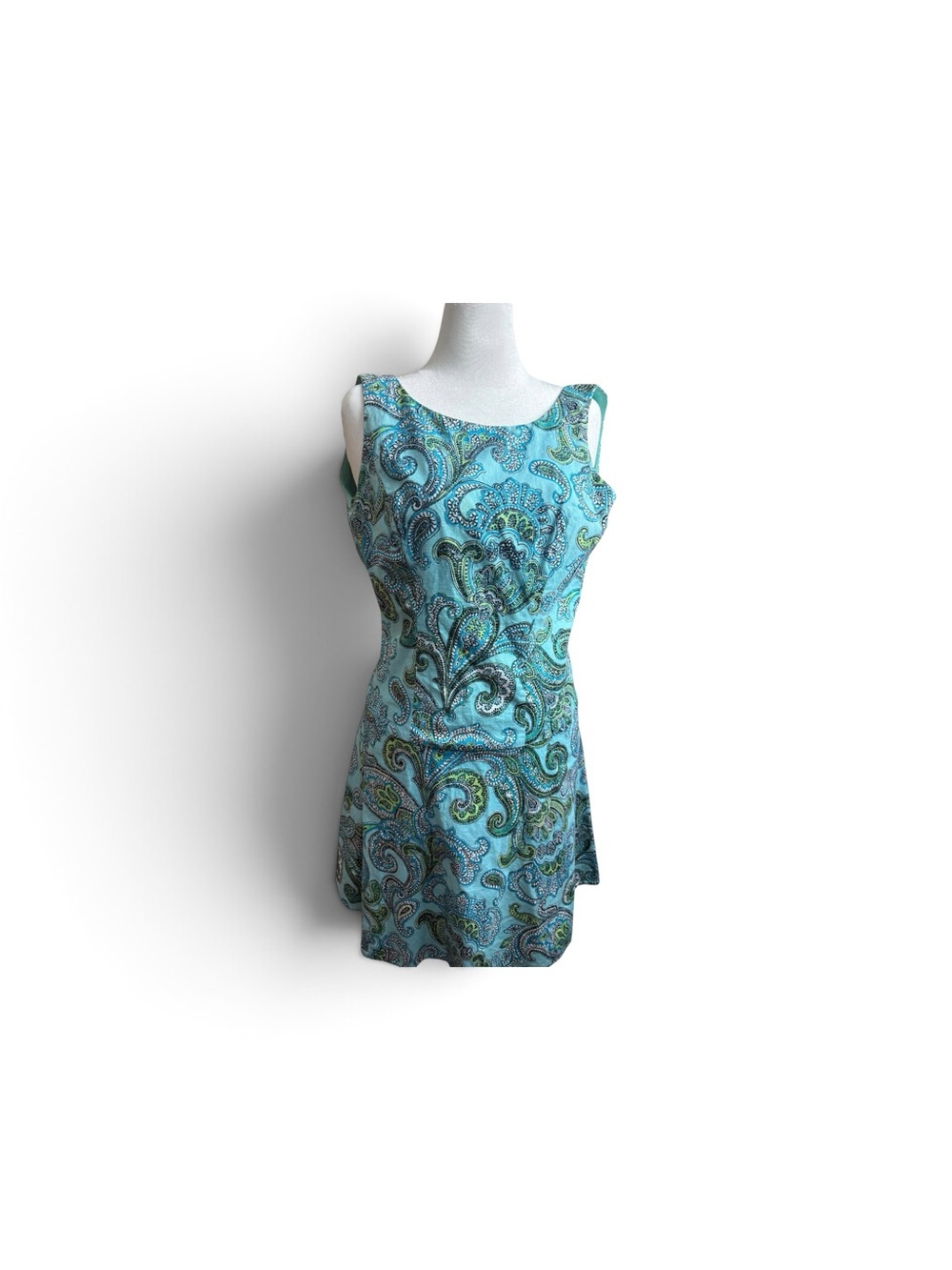 Brooks Brothers Teal Paisley Sleeveless  Dress size 6